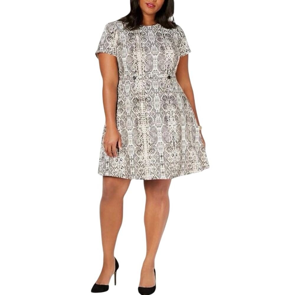 City Studio Womens Animal Print Mini T-Shirt Dress plus size 16 w nwot